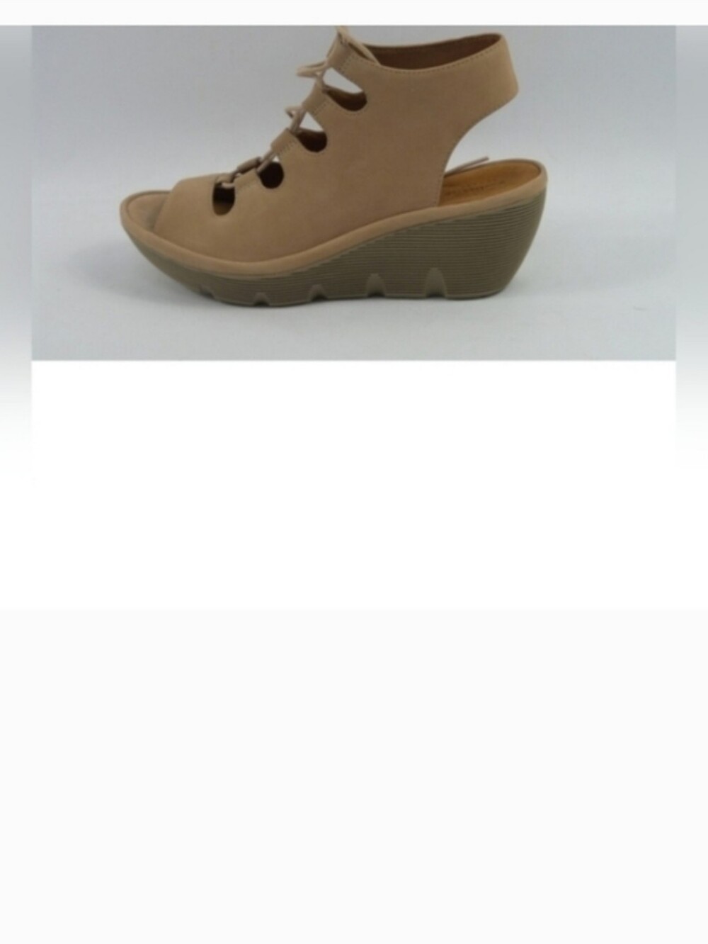 Clarks Beige Lace-Up Wedge Sandal - Picture 12 of 12